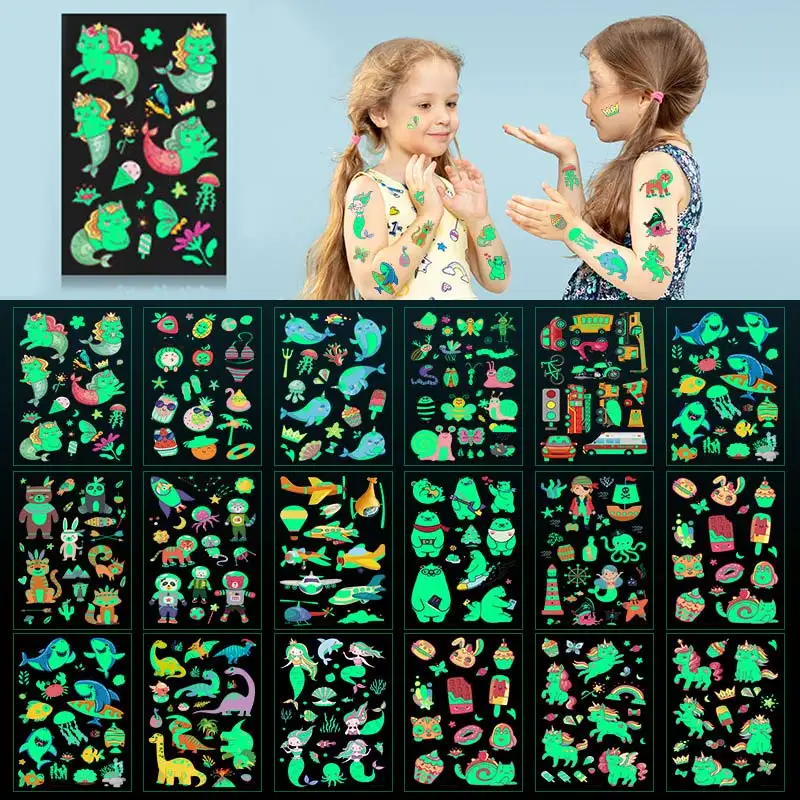 Children's Cartoon Luminous Temporary Tattoos Dinosaur Unicorn Mermaid Shark Car Fluorescent Waterproof Kids Animals Stickers
Children's Cartoon Luminous Temporary Tattoos Dinosaur Unicorn Mermaid Shark Car Fluorescent Waterproof Kids Animals Stickers