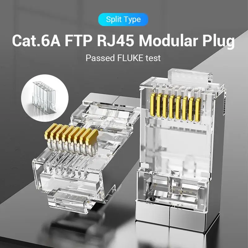 10pcs/pack Cat6 RJ45 Connector Ethernet Cable Head Plug Gold-plated Cat 6 10 Gigabit Shielded Head Network Cable Rj45 Head Plug
10pcs/pack Cat6 RJ45 Connector Ethernet Cable Head Plug Gold-plated Cat 6 10 Gigabit Shielded Head Network Cable Rj45 Head Plug