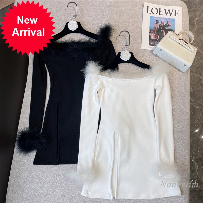 Sexy Fur Sweater for Women 2021 Winter New Socialite Artificial Fox Fur Off-Shoulder Slit Skinny Stretch Bodycon Knitted Top
Sexy Fur Sweater for Women 2021 Winter New Socialite Artificial Fox Fur Off-Shoulder Slit Skinny Stretch Bodycon Knitted Top