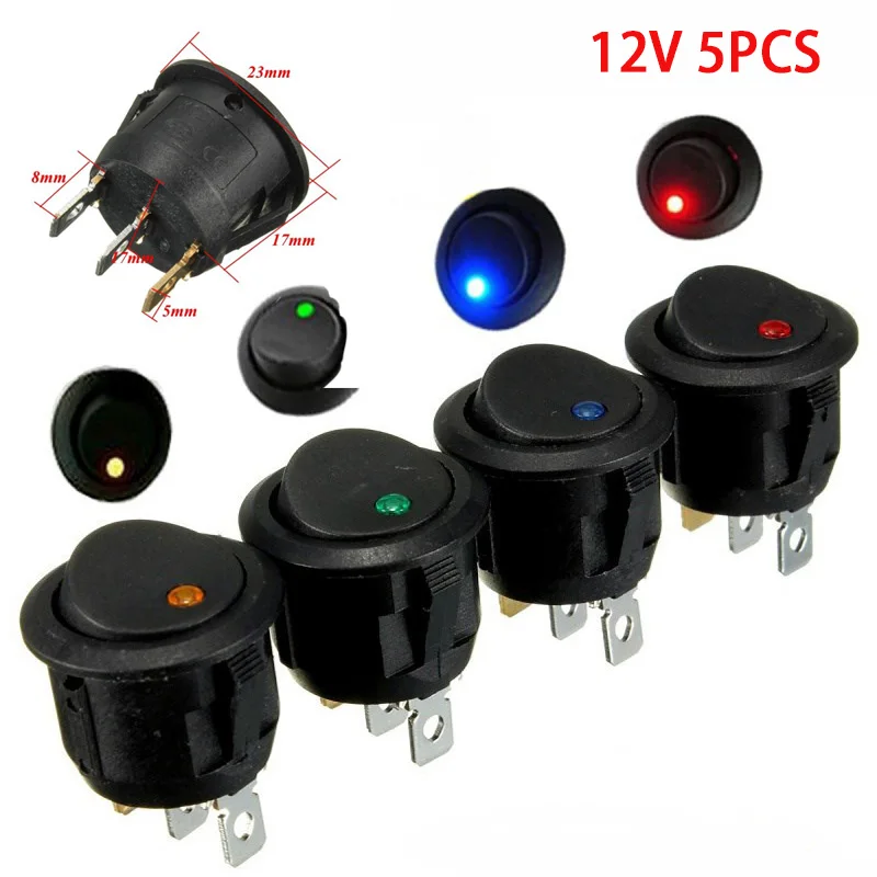 5 pçs/set ligar/desligar 12v rocker dot interruptor de alternância à prova dwaterproof água led luz luminescência switches
5 pçs/set ligar/desligar 12v rocker dot interruptor de alternância à prova dwaterproof água led luz luminescência switches