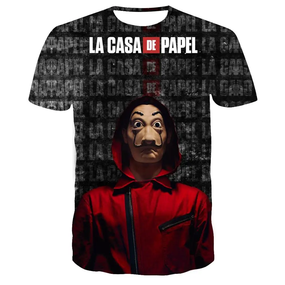 Male T Shirt Funny Design La Casa De Papel T Shirt Men 3D Printed Men Short Sleeve House of Paper T-Shirt Tops Hip Hop T Shirt 
Male T Shirt Funny Design La Casa De Papel T Shirt Men 3D Printed Men Short Sleeve House of Paper T-Shirt Tops Hip Hop T Shirt