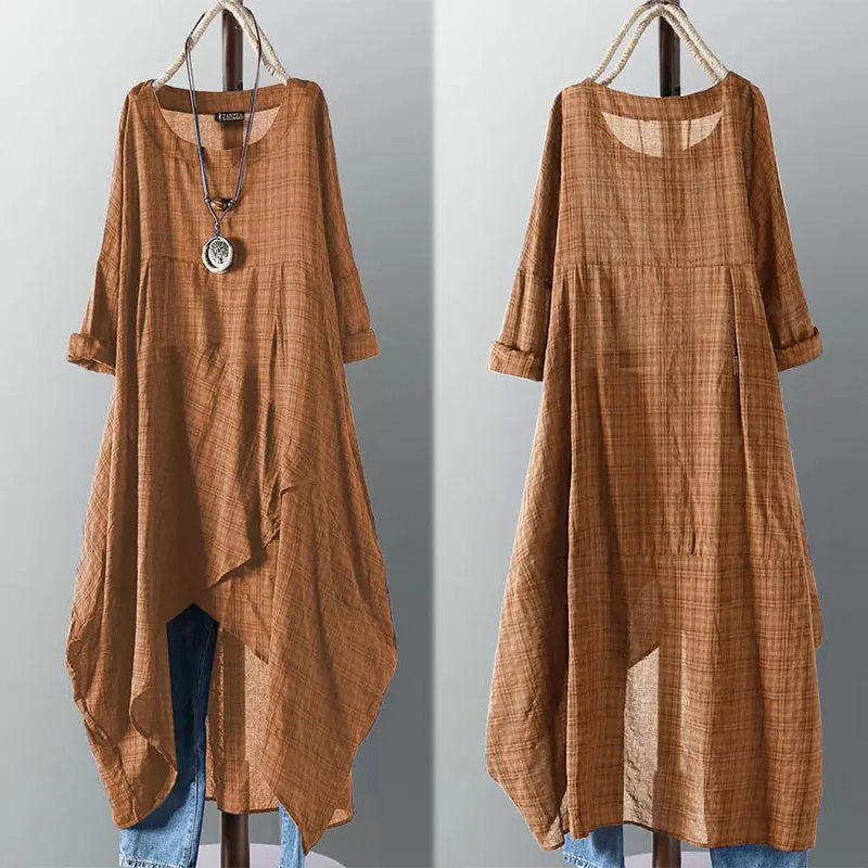 ZANZEA Asymmetrical Midi Dress Womens Check Dress 2021 Female Long Sleeve Plaid Vestidos Summer Sundress Casual Shirt Robe
ZANZEA Asymmetrical Midi Dress Womens Check Dress 2021 Female Long Sleeve Plaid Vestidos Summer Sundress Casual Shirt Robe