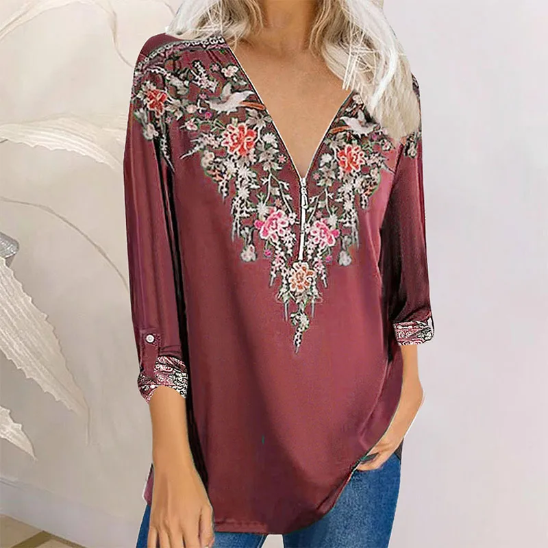 New Women's Blouse Tops 2021 Floral Print Zipper Half Sleeve Autumn Female Flower Blouses Clothing Plus Size 3XL
New Women's Blouse Tops 2021 Floral Print Zipper Half Sleeve Autumn Female Flower Blouses Clothing Plus Size 3XL
