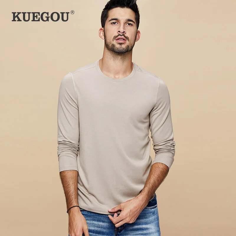 KUEGOU 100% cotton Men's T-shirt long sleeves spring fashion tshirt Pure color t shirt men top plus size PT-1081
KUEGOU 100% cotton Men's T-shirt long sleeves spring fashion tshirt Pure color t shirt men top plus size PT-1081