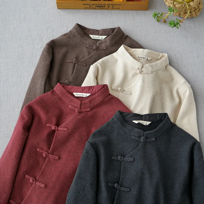 Autumn Winter Women All-match Brief Basic Loose Vintage Chinese Button Comfortable Soft Elastic Knitted Sanding Cotton T-shirts
Autumn Winter Women All-match Brief Basic Loose Vintage Chinese Button Comfortable Soft Elastic Knitted Sanding Cotton T-shirts