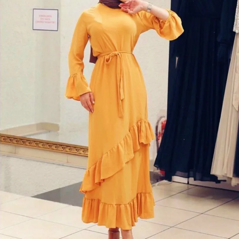 Fashion Muslim Abaya Elegant Dresses Party Festival Maxi Dress Ladies Solid Polyester Clothing Robe Women Autumn Spring Dress
Fashion Muslim Abaya Elegant Dresses Party Festival Maxi Dress Ladies Solid Polyester Clothing Robe Women Autumn Spring Dress