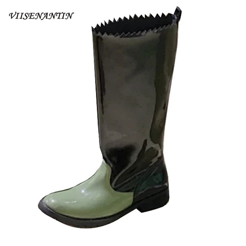 Color Block Thick Heel Chunky Sole Round Toe Long Straight Tube Boots Autumn Platform Slip-on Zapatos Mujer Jagged Shoes Women
Color Block Thick Heel Chunky Sole Round Toe Long Straight Tube Boots Autumn Platform Slip-on Zapatos Mujer Jagged Shoes Women