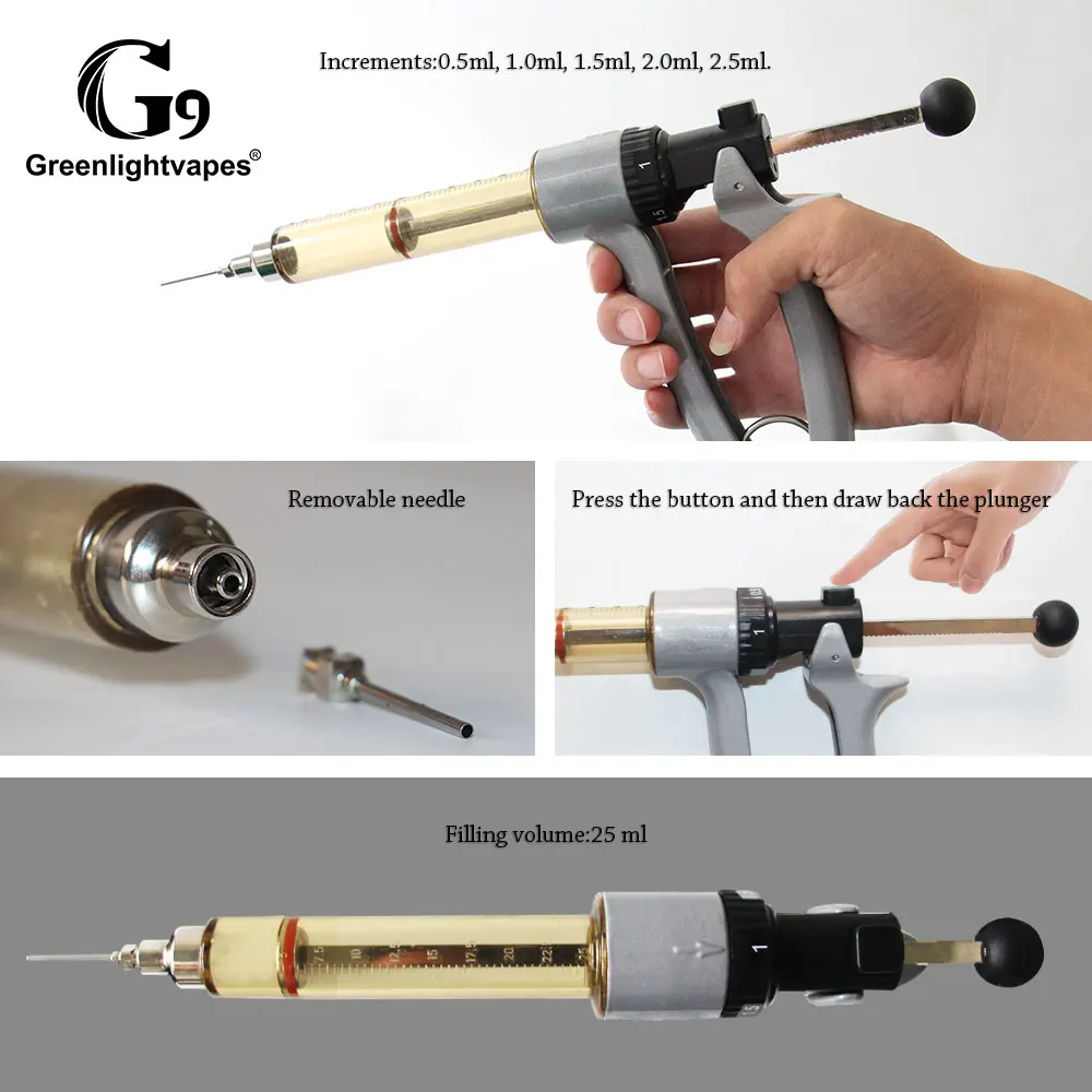 G9 Auto Cart Filler Kit Cartrdiges Filling Gun Thick Oil 25ml Disposable Pods Injection Machine Handheld Injector Semi-Automatic 
G9 Auto Cart Filler Kit Cartrdiges Filling Gun Thick Oil 25ml Disposable Pods Injection Machine Handheld Injector Semi-Automatic
