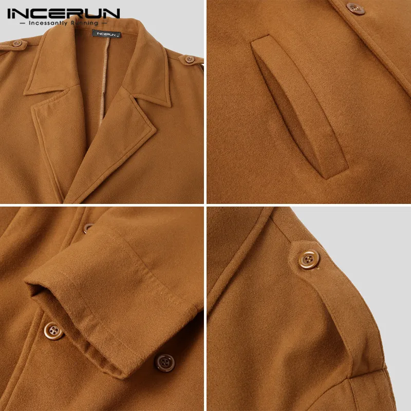 INCERUN Fashion Men Coats Faux Fleece Blends Long Sleeve Double Breasted Lapel Long Trench Overcoats Solid Streetwear Jackets
INCERUN Fashion Men Coats Faux Fleece Blends Long Sleeve Double Breasted Lapel Long Trench Overcoats Solid Streetwear Jackets
