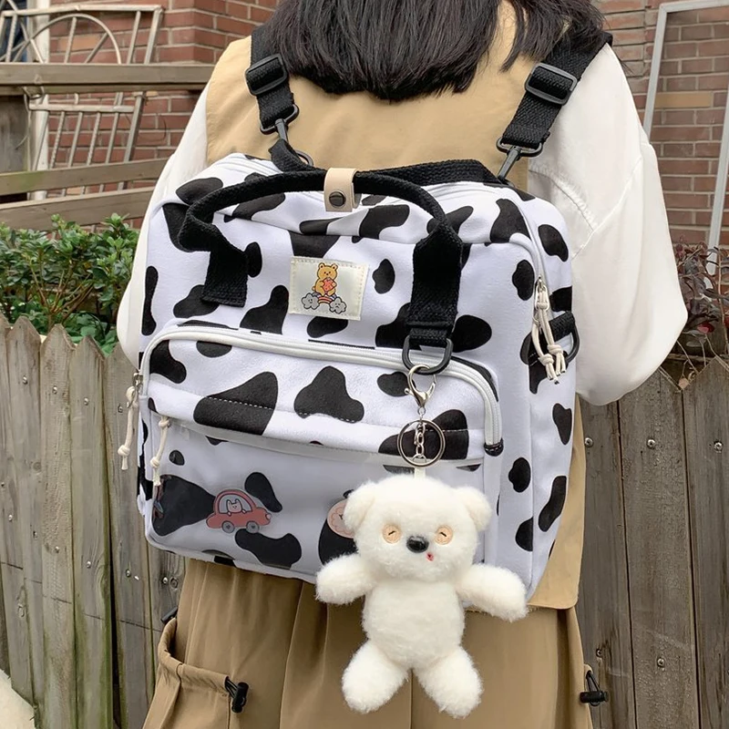 RUIQIA New Lovely Cow Spotted Women Backpack Female Suede Multi-function Travel Bag Transparent Front Pocket Small Schoolbag 50
RUIQIA New Lovely Cow Spotted Women Backpack Female Suede Multi-function Travel Bag Transparent Front Pocket Small Schoolbag 50
