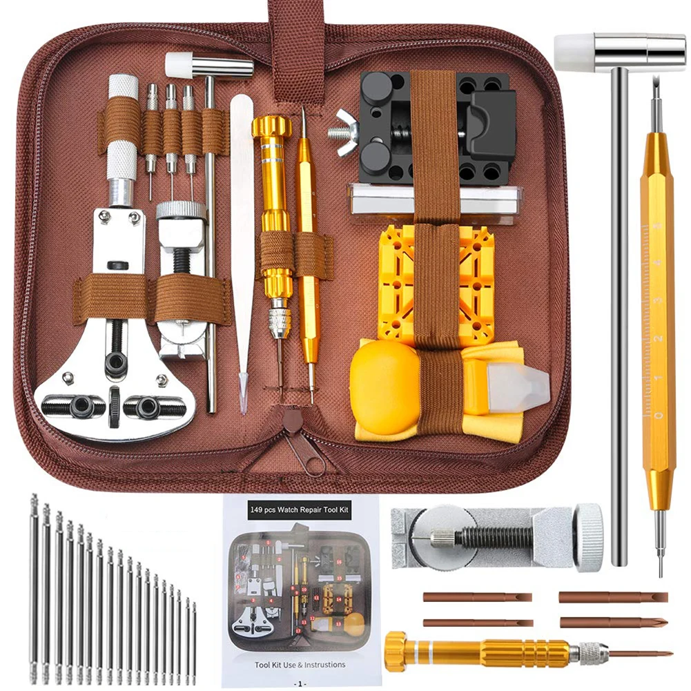 149Pcs Nieuw Horloge Repair Tool Kits Horloge Caser Opener Pin Link Remover Spring Bar Uurwerken Gereedschap Nieuwe Horloge Gere
149Pcs Nieuw Horloge Repair Tool Kits Horloge Caser Opener Pin Link Remover Spring Bar Uurwerken Gereedschap Nieuwe Horloge Gere
