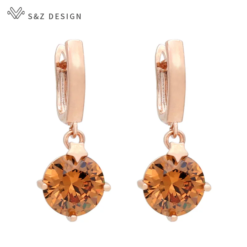 S&Z DESIGN New Fashion Round Cubic Zirconia Dangle Earrings Rose Gold For Women Girl Wedding Party Jewelry
S&Z DESIGN New Fashion Round Cubic Zirconia Dangle Earrings Rose Gold For Women Girl Wedding Party Jewelry