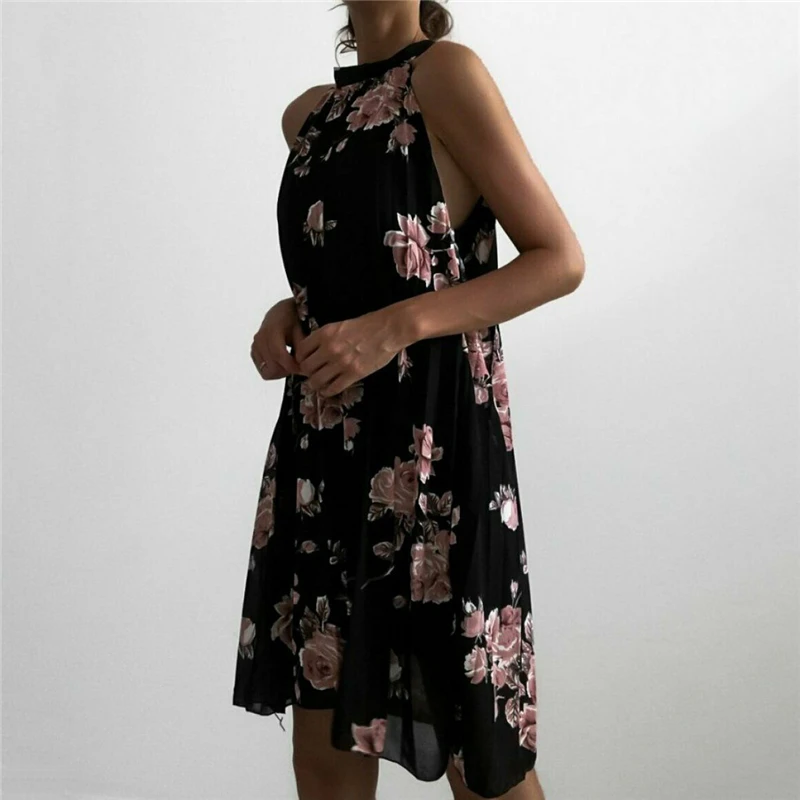 Fashion Women Boho Beach Summer Sleeveless Halter Floral Dress Elegant Loose Ladies Dames Streetwear
Fashion Women Boho Beach Summer Sleeveless Halter Floral Dress Elegant Loose Ladies Dames Streetwear