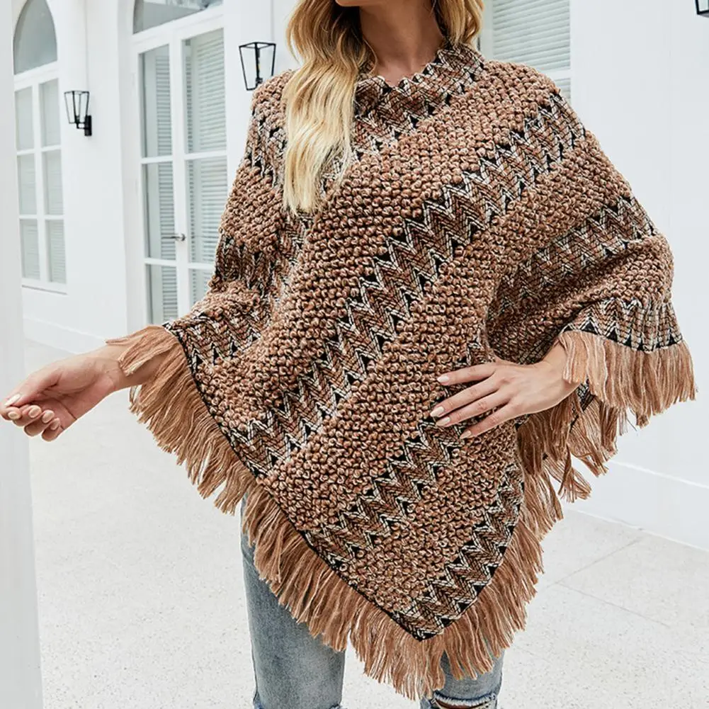 Dropshipping!! Women Cape Coat Knitting Striped Autumn Winter Loose-fitting Bohemian Poncho Coat
Dropshipping!! Women Cape Coat Knitting Striped Autumn Winter Loose-fitting Bohemian Poncho Coat
