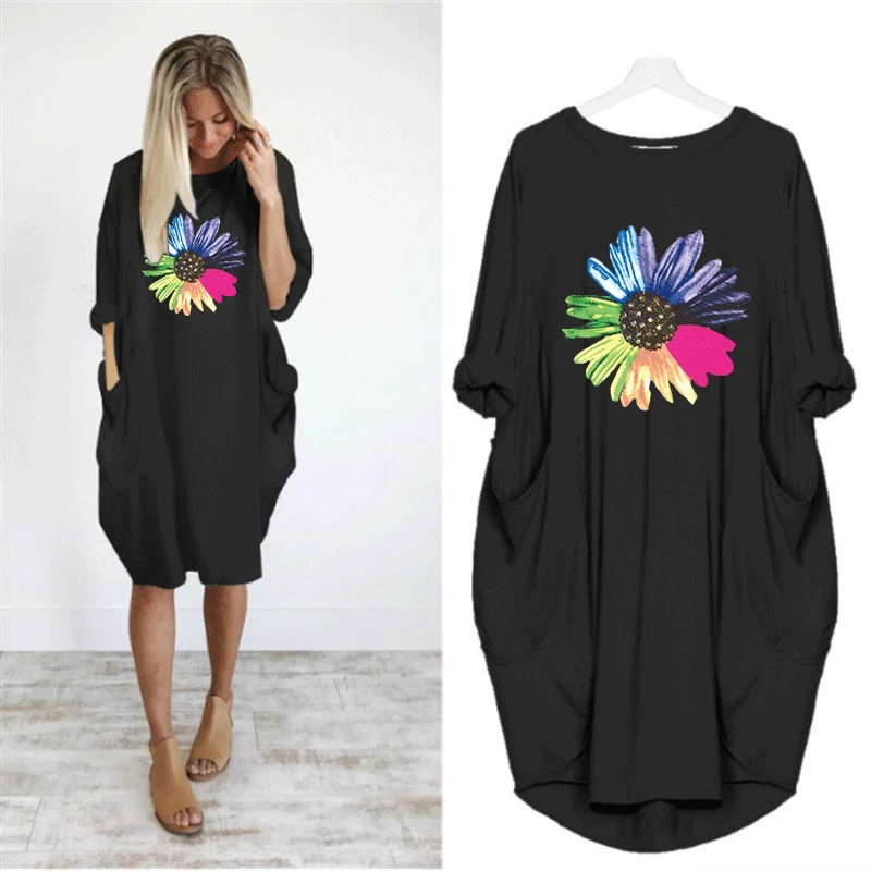 Casual Women's Dress Sunflower Plant Print Elegant Dresses Pocket Party Female Dress Korea Long Sleeve Solid Autumn Midi Dresses
Casual Women's Dress Sunflower Plant Print Elegant Dresses Pocket Party Female Dress Korea Long Sleeve Solid Autumn Midi Dresses