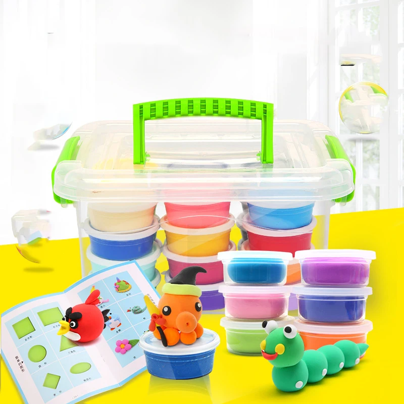 New Colorful Super Light Clay 24 Colors Tool Set Plasticine Rainbow Safe Clay Education Toy Diy Training Box Gift for Baby Kids
New Colorful Super Light Clay 24 Colors Tool Set Plasticine Rainbow Safe Clay Education Toy Diy Training Box Gift for Baby Kids