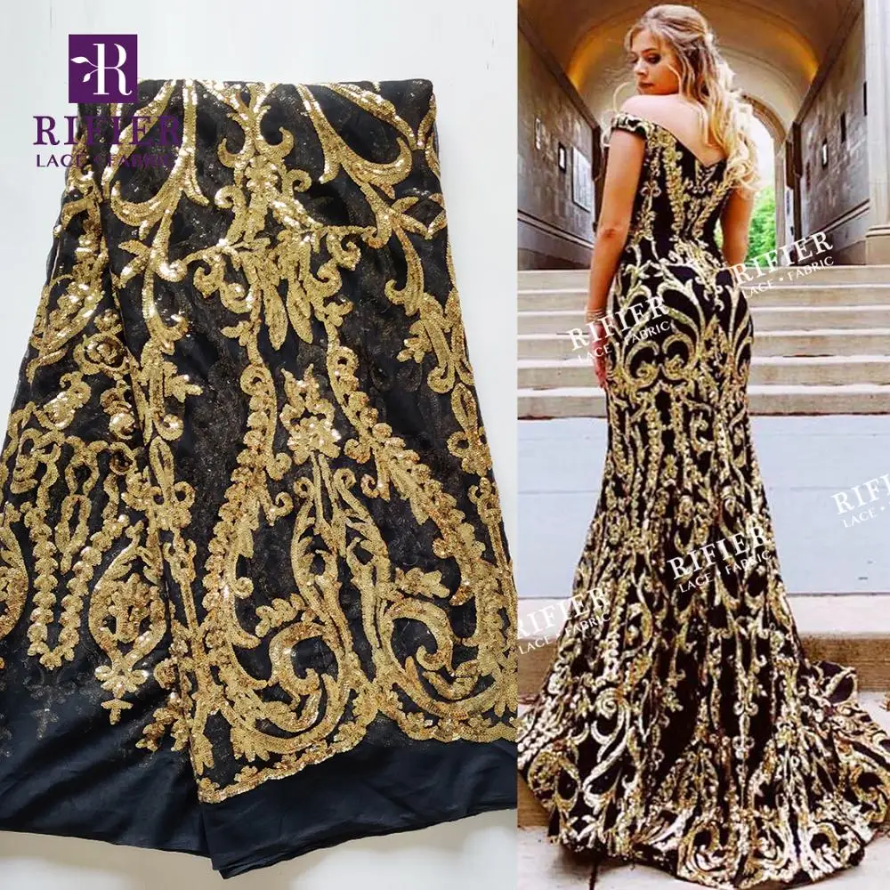 African High Quality Mesh Sequins Lace Tulle Fabrics Women Evening Dress Long Party Gold Lace With Evening Gowns Sewing Material
African High Quality Mesh Sequins Lace Tulle Fabrics Women Evening Dress Long Party Gold Lace With Evening Gowns Sewing Material