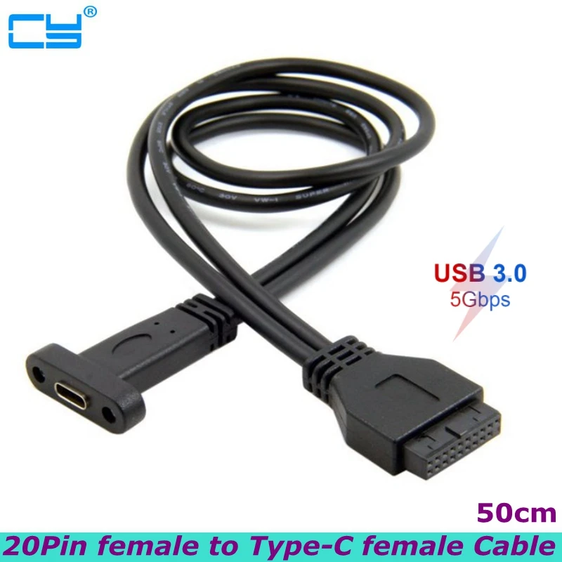 0.5m Type C USB-C Female to USB 3.0 Motherboard 20-pin 19-pin Cable With Panel Mounting Screw Hole for Computer Case Motherboard
0.5m Type C USB-C Female to USB 3.0 Motherboard 20-pin 19-pin Cable With Panel Mounting Screw Hole for Computer Case Motherboard
