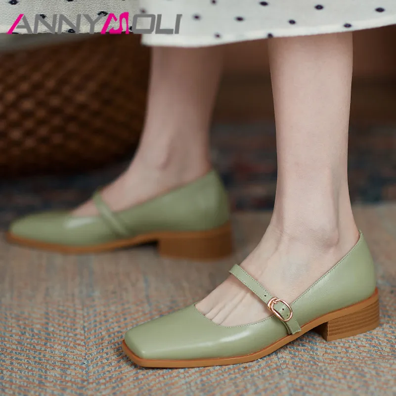 ANNYMOLI Mary Janes Shoes Women Genuine Leather Med Heels Pumps Square Toe Buckle Strap Block Heel Ladies Footwear Beige Size 40
ANNYMOLI Mary Janes Shoes Women Genuine Leather Med Heels Pumps Square Toe Buckle Strap Block Heel Ladies Footwear Beige Size 40
