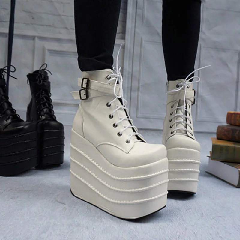Womans Boots White/Black Cosplay Boots Square Toe Wedges Platform Boots Pu Leather Ankle Boots Women Shoes High Heels 16cm
Womans Boots White/Black Cosplay Boots Square Toe Wedges Platform Boots Pu Leather Ankle Boots Women Shoes High Heels 16cm