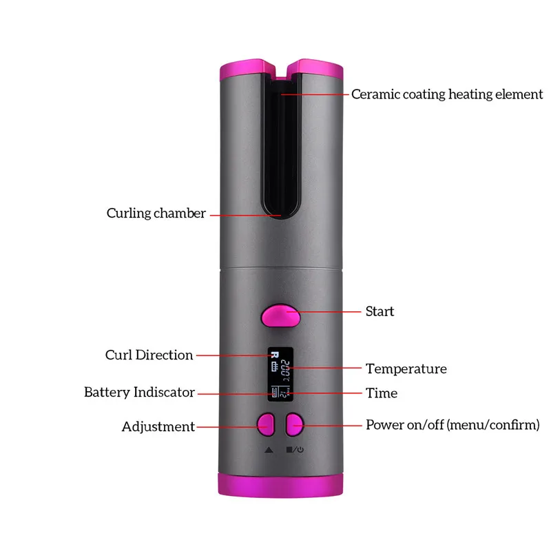 Automatic Hair Curler USB Rechargeable Auto Curling Iron for Curls Waves LCD Display Ceramic Curly Hair Styling Tools
Automatic Hair Curler USB Rechargeable Auto Curling Iron for Curls Waves LCD Display Ceramic Curly Hair Styling Tools