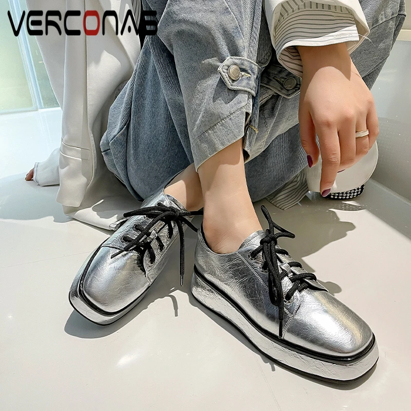 VERCONAS Outdoor Casual Spring New Women Flats Lace-Up Genuine Leather Concise Fashion Flat Platform Shoes Woman 2021 Popular
VERCONAS Outdoor Casual Spring New Women Flats Lace-Up Genuine Leather Concise Fashion Flat Platform Shoes Woman 2021 Popular
