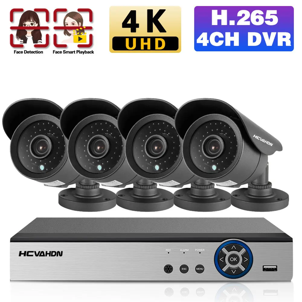 4 Channel CCTV DVR Home Security Camera System 4K 4CH DVR Kit Outdoor IR Night Vision Video Surveillance 4 Cameras System Kit
4 Channel CCTV DVR Home Security Camera System 4K 4CH DVR Kit Outdoor IR Night Vision Video Surveillance 4 Cameras System Kit