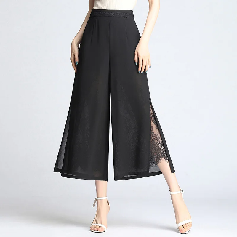 Dance Pant Casual Chiffon Black Pants Women 2020 New Summer Chiffon Women Wide Leg Pants Lace High-Waisted Loose Elegant Pants
Dance Pant Casual Chiffon Black Pants Women 2020 New Summer Chiffon Women Wide Leg Pants Lace High-Waisted Loose Elegant Pants
