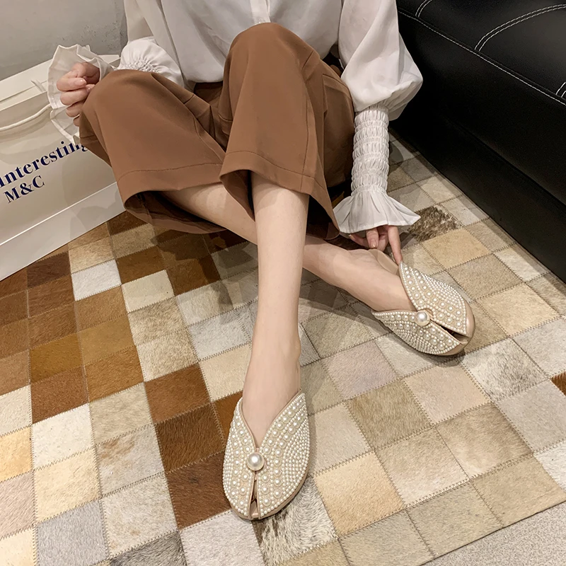 Dropshipping Women Flat Pearl Slippers Summer Sexy Peep Toe Outdoor Sandals Women Fashion Beaded Half Slides Female Green
Dropshipping Women Flat Pearl Slippers Summer Sexy Peep Toe Outdoor Sandals Women Fashion Beaded Half Slides Female Green