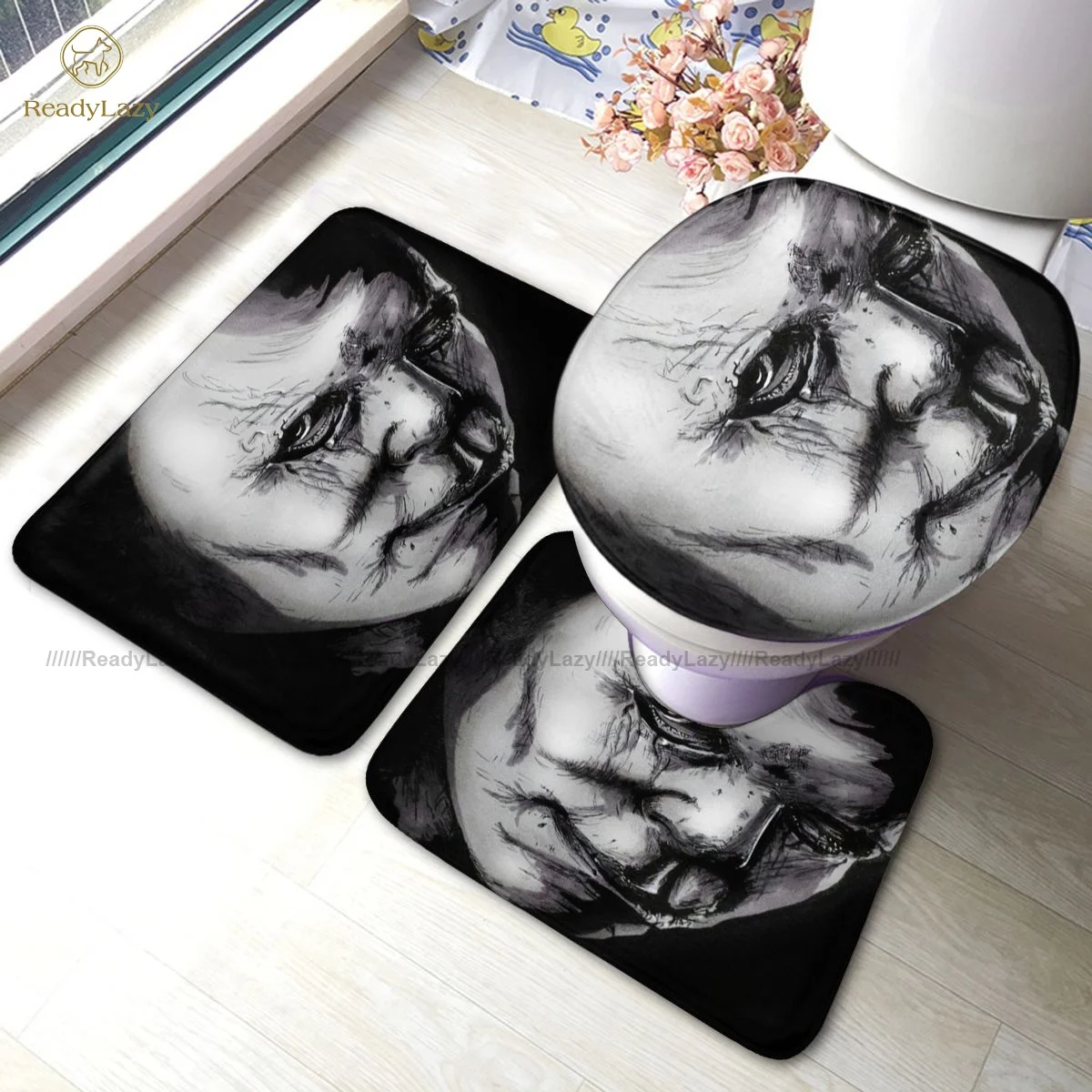 Villain Bath Mat 3 Piece Anti-Slip Foot Bathroom Mat Set Modern Polyester Bathroom Rug
Villain Bath Mat 3 Piece Anti-Slip Foot Bathroom Mat Set Modern Polyester Bathroom Rug