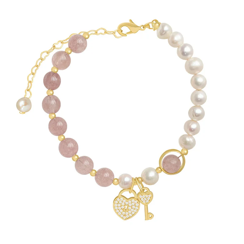14k Gold Plated natural strawberry crystal key lock Baroque Pearl Bracelet boho bracelet charms wholesale designer chrams
14k Gold Plated natural strawberry crystal key lock Baroque Pearl Bracelet boho bracelet charms wholesale designer chrams