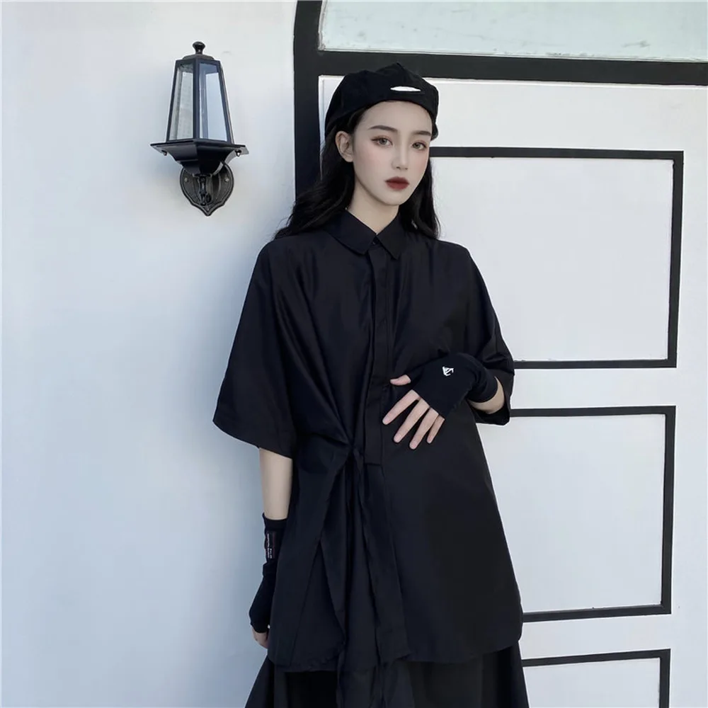 Summer Korean Version Of Harajuku Dark Wind Bandage Shirt Women's Design Sense Minority Top Loose Short Sleeve Shirt Fashion New
Summer Korean Version Of Harajuku Dark Wind Bandage Shirt Women's Design Sense Minority Top Loose Short Sleeve Shirt Fashion New