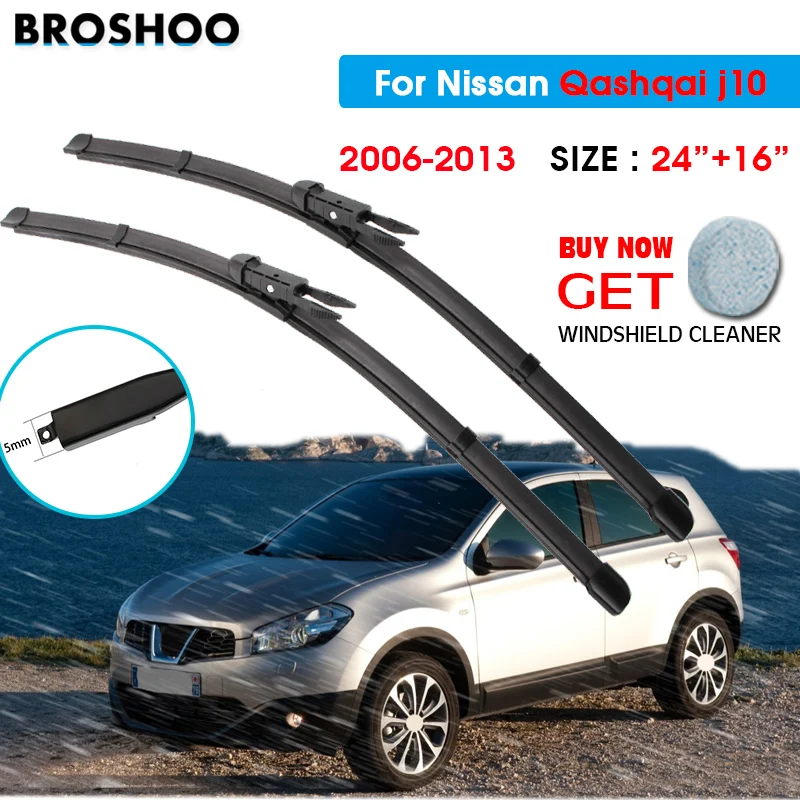 

Car Wiper Blade For Nissan Qashqai j10 24"+16" 2006-2013 Windscreen Windshield Wipers Blades Window Wash Fit Pinch Tab Arm