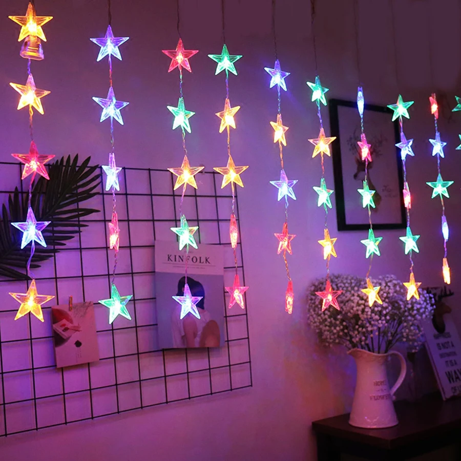 2.5M 10X5LED Full Star Icicle Christmas LED String Light Party Wedding Light Romantic Star Curtain Fairy String Light
2.5M 10X5LED Full Star Icicle Christmas LED String Light Party Wedding Light Romantic Star Curtain Fairy String Light