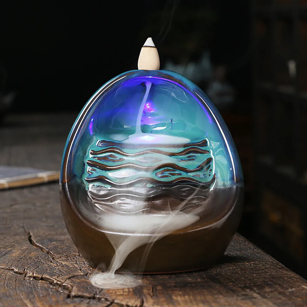 LED Blue Ceramic Incense Burner Backflow Incense Burner Creative Tea House Yoga Studio Home Decoration Fragrance Products
LED Blue Ceramic Incense Burner Backflow Incense Burner Creative Tea House Yoga Studio Home Decoration Fragrance Products