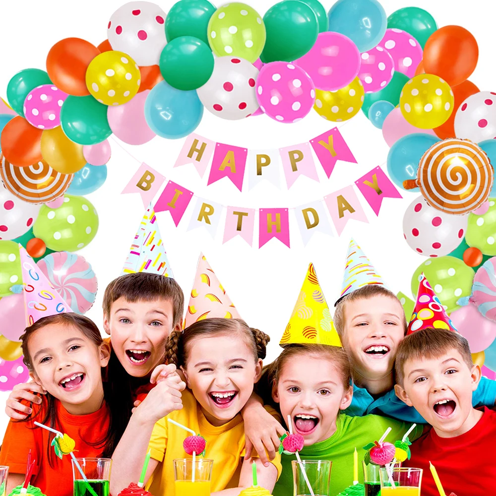 70Pcs/Set Girls Kids Birthday Decoration Balloons Set Happy Birthday Banner Candy Doughnuts Foil Balloons Set Party Supplies
70Pcs/Set Girls Kids Birthday Decoration Balloons Set Happy Birthday Banner Candy Doughnuts Foil Balloons Set Party Supplies
