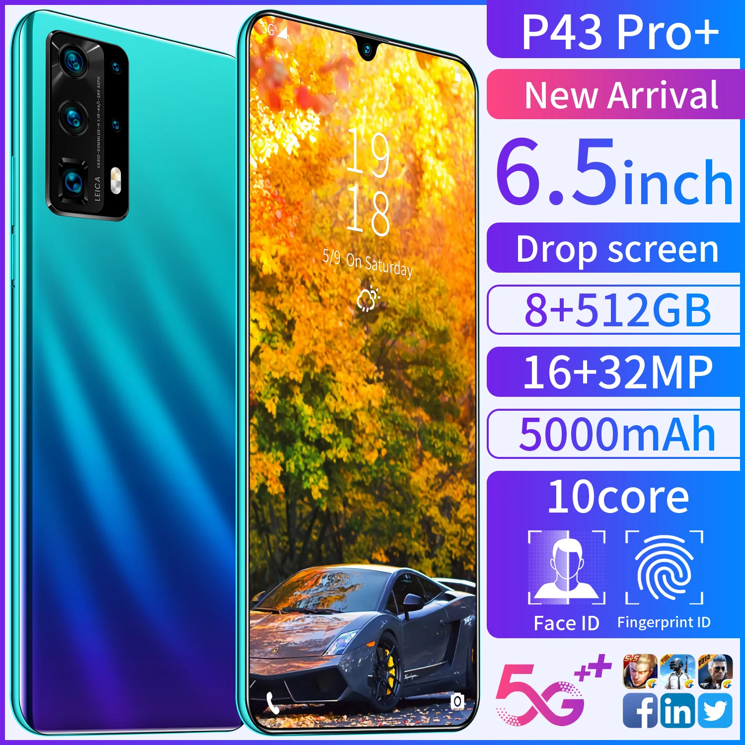 Global Version of The Latest P43 Pro+ 6.5 Inches Android 11.0 Smart Facial Recognition Fingerprint Unlock Phone Long Standby
Global Version of The Latest P43 Pro+ 6.5 Inches Android 11.0 Smart Facial Recognition Fingerprint Unlock Phone Long Standby
