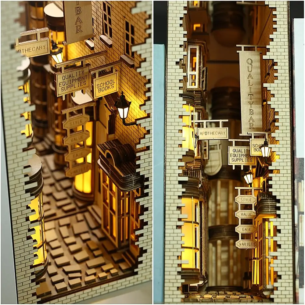 Book Nook Mysterious Ancient Streets DIY Bookend Book Shelf Insert,Booknook, Bookcase with Light Model Building Kit
Book Nook Mysterious Ancient Streets DIY Bookend Book Shelf Insert,Booknook, Bookcase with Light Model Building Kit