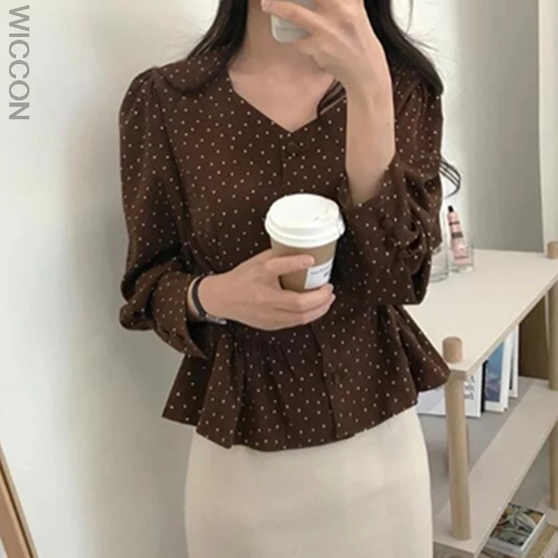 2021 Fall Autumn New Design Tops Korea Japan Style Slim Waist Bow Ribbon Lace-Up Peplum Blouse Single Breasted Dot Shirts
2021 Fall Autumn New Design Tops Korea Japan Style Slim Waist Bow Ribbon Lace-Up Peplum Blouse Single Breasted Dot Shirts