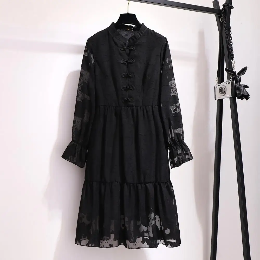 Woman Lace Elegant Party Dress Plus size women's 2020 spring autumn loose embroidered dress Black White Casual Female Clothing
Woman Lace Elegant Party Dress Plus size women's 2020 spring autumn loose embroidered dress Black White Casual Female Clothing
