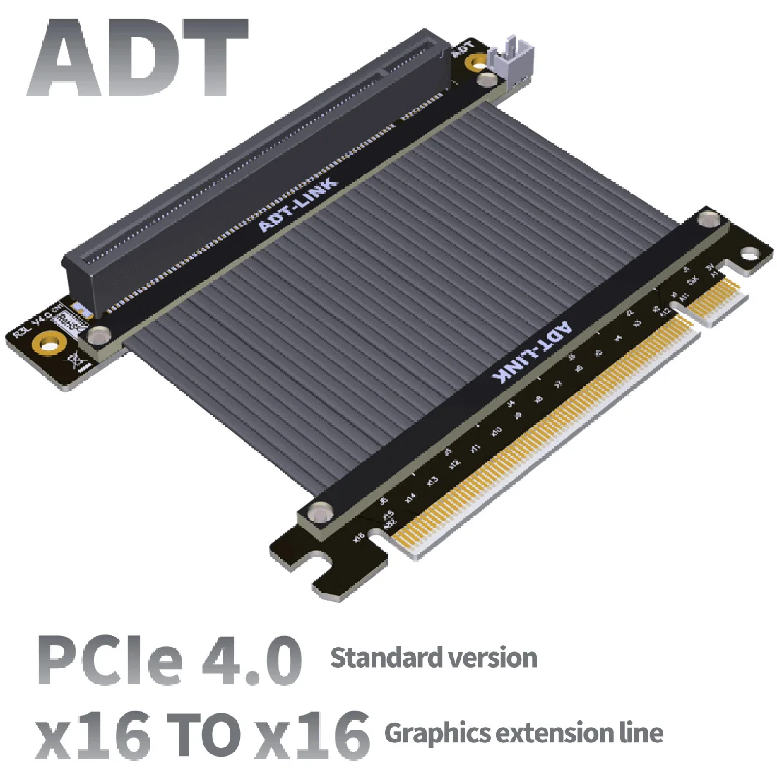 

ADT PCI-E 16x видеокарта удлинитель PCIE 4,0x16 Riser для ATX компьютерного шасси 90 градусов высокоскоростной мягкий гибкий кабель