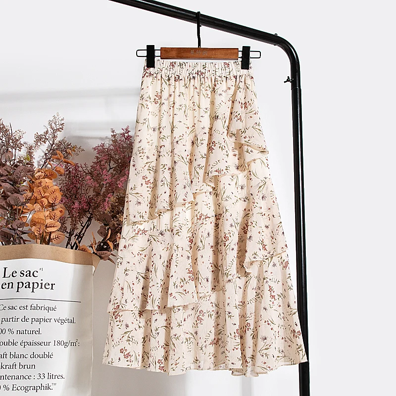 Women's Bohemian Beach Chiffon Skirts Fashion Female 2020 Spring Summer Floral Skirt Ruffled Irregular cake Skirts With Lining
Women's Bohemian Beach Chiffon Skirts Fashion Female 2020 Spring Summer Floral Skirt Ruffled Irregular cake Skirts With Lining