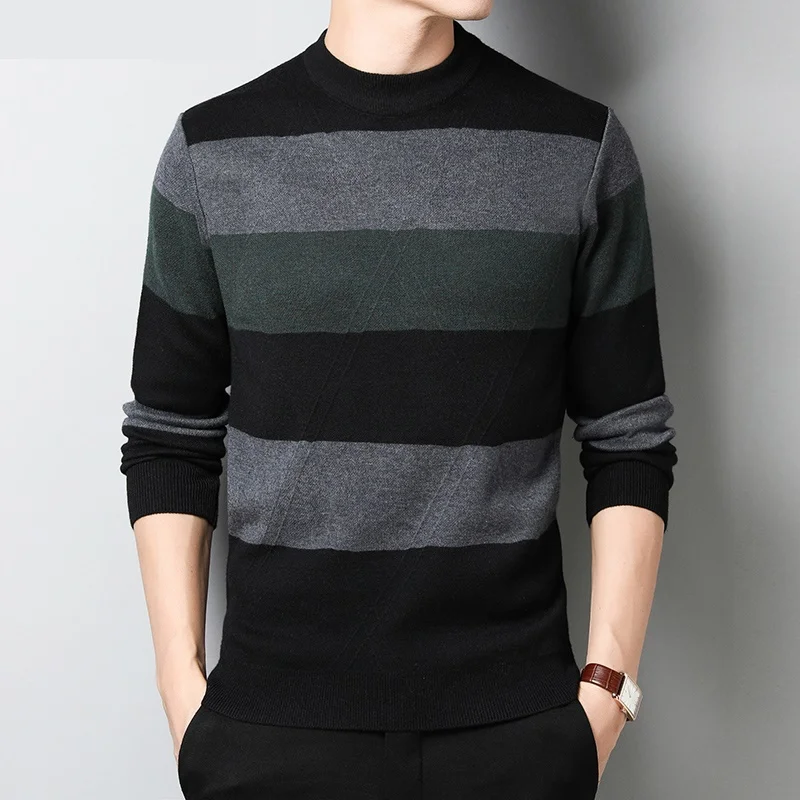2020 new autumn winter slim warm sweater Men round neck thick striped long sleeve knitted sweaters 902
2020 new autumn winter slim warm sweater Men round neck thick striped long sleeve knitted sweaters 902