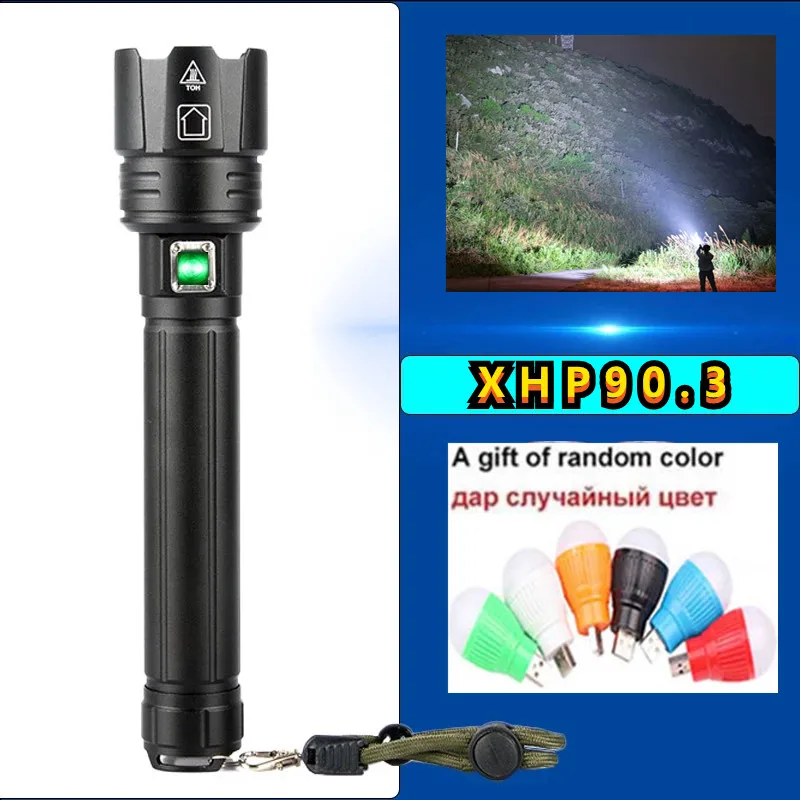Мощный светодиодный фонарик XHP90.3 с зарядкой от USB, Тактический фонарик с фокусировкой, фонарик для кемпинга, рыбалки, походов
Мощный светодиодный фонарик XHP90.3 с зарядкой от USB, Тактический фонарик с фокусировкой, фонарик для кемпинга, рыбалки, походов