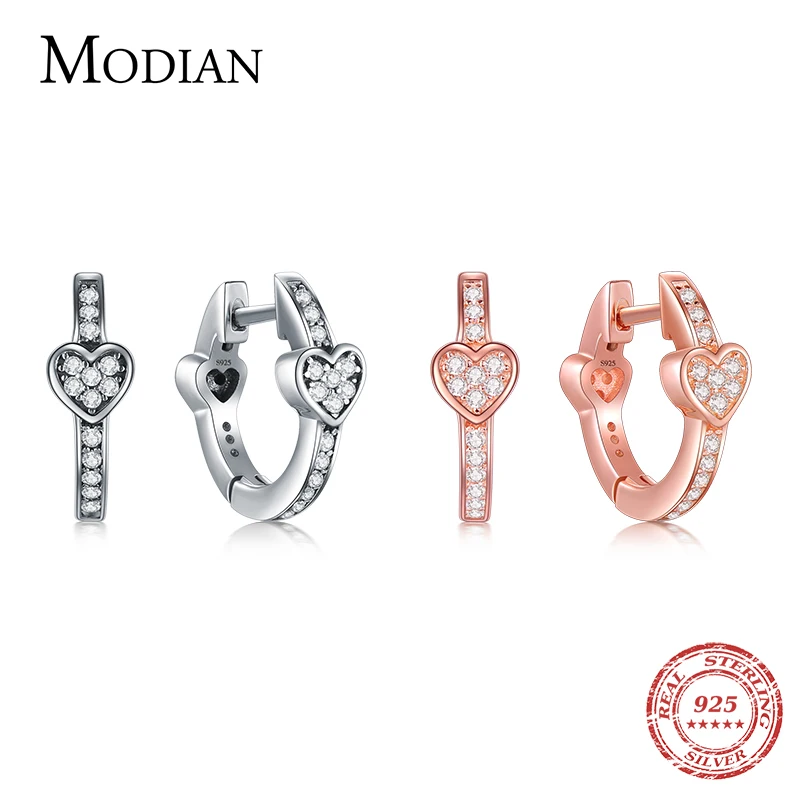 Modian Charm Fashion 100% Real 925 Sterling Silver Hearts Dazzling CZ Hoop Earrings For Women Crystal Sterling Silver Jewelry
Modian Charm Fashion 100% Real 925 Sterling Silver Hearts Dazzling CZ Hoop Earrings For Women Crystal Sterling Silver Jewelry