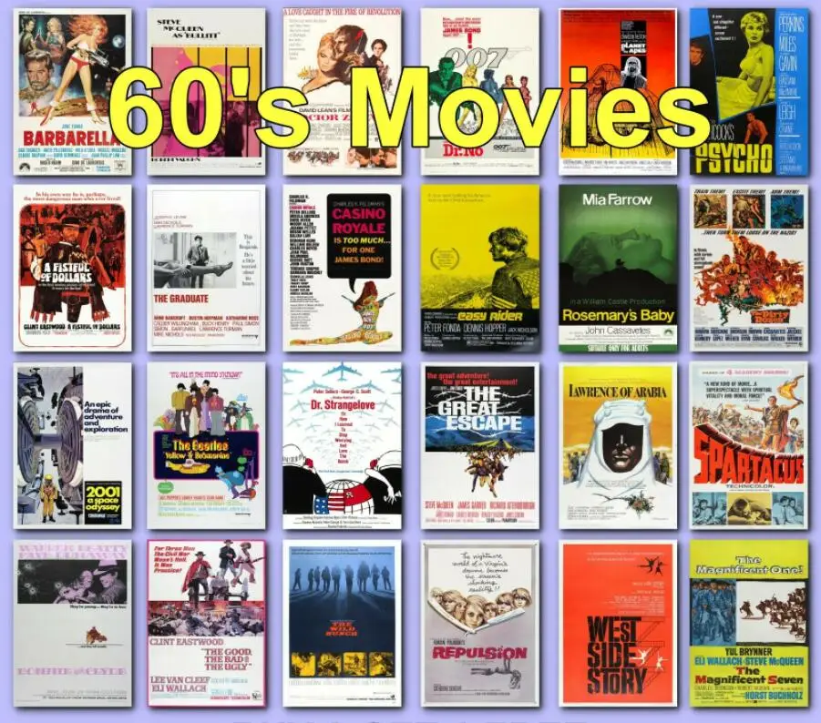 Hot Rare Poster Classic Movie Posters 1960s 60s Film HD Borderless Printing Decorative painting Can be custom 
Hot Rare Poster Classic Movie Posters 1960s 60s Film HD Borderless Printing Decorative painting Can be custom