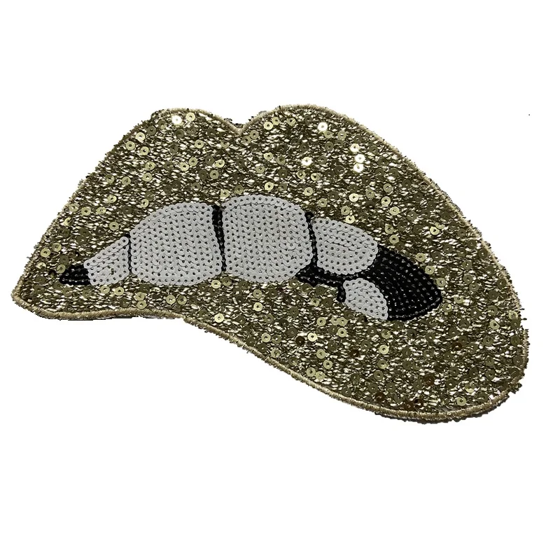 Iron on Patches for Clothing light gold Mouth Lip letter hand shape embroidery clothes patch for kids T-shirt jackets repasser
Iron on Patches for Clothing light gold Mouth Lip letter hand shape embroidery clothes patch for kids T-shirt jackets repasser