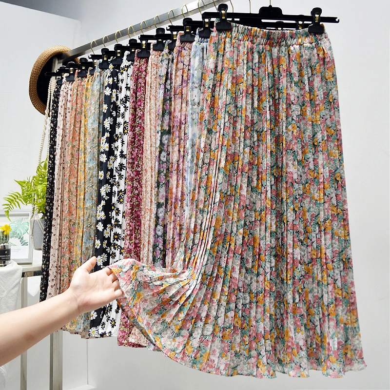Summer Skirts Womens 2020 New Vintage Floral Print Chiffon Pleated Skirt Elastic High Waist Casual Midi Skirt Women Clothes Jupe
Summer Skirts Womens 2020 New Vintage Floral Print Chiffon Pleated Skirt Elastic High Waist Casual Midi Skirt Women Clothes Jupe