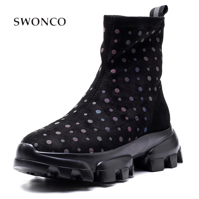 SWONCO Lovely Sock Shoes Women Ankle Boots Black Sneakers Platform 2019 New Autumn Female Causla Shoes Short Tube Boots Womans
SWONCO Lovely Sock Shoes Women Ankle Boots Black Sneakers Platform 2019 New Autumn Female Causla Shoes Short Tube Boots Womans