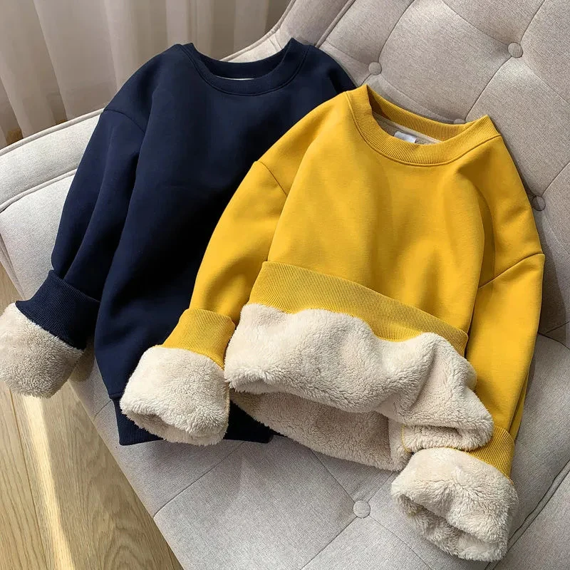 Solid Color Plus Velvet Thickening Preppy Style Pullover Sweaters Women New Simple O-neck Long Sleeve Warm Winter Clothes Women
Solid Color Plus Velvet Thickening Preppy Style Pullover Sweaters Women New Simple O-neck Long Sleeve Warm Winter Clothes Women